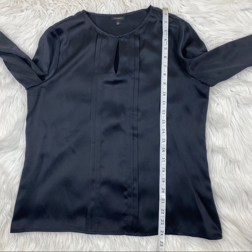 Talbot's Silk Long Sleeve Blouse Black Size 8 - Picture 3 of 7
